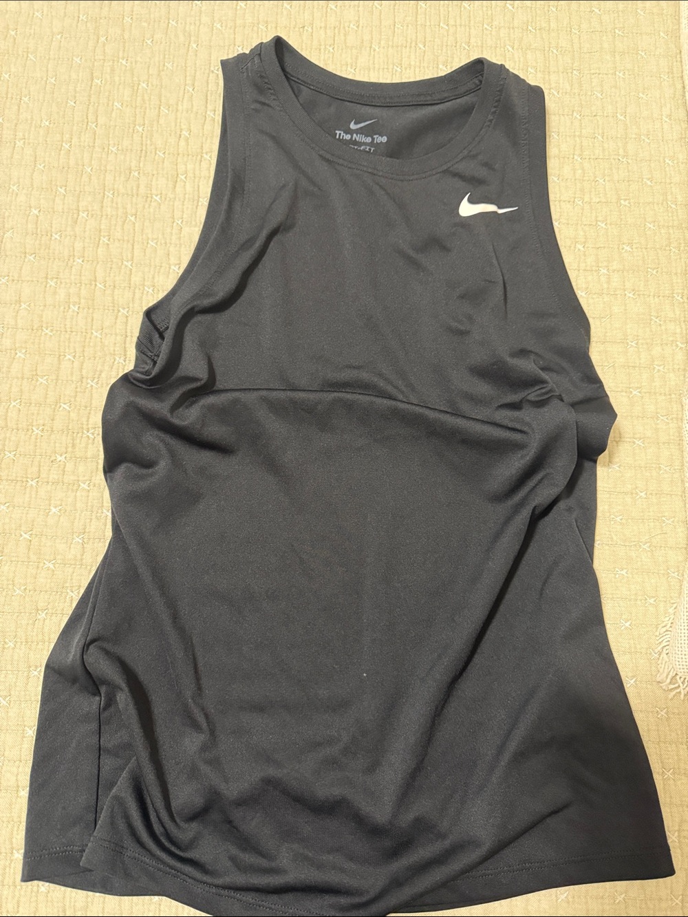 Nike Women’s Black Athletic Dri Fit Tank with White Swoosh